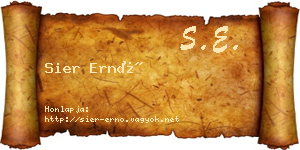 Sier Ernő névjegykártya